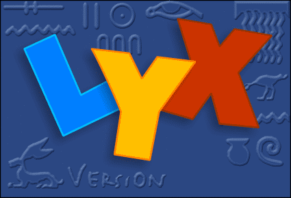 Hyperlink on http://www.lyx.org. Source and graphic license: http://wiki.lyx.org/uploads/LyX/SplashScreen/ and http://wiki.lyx.org/LyX/SplashScreen and http://wiki.lyx.org/LyX/Logotype